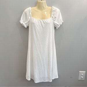 Mikey & Joey Dress Women's Size Large White Textured polka dot Lined Sorority